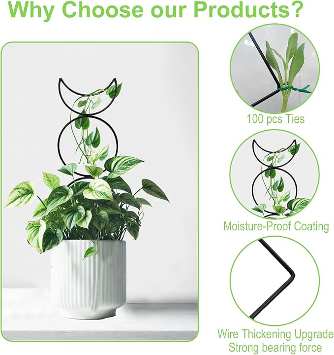 4 Packs Trellis for Climbing Plants Indoor, HENABLE Small Garden Metal Trellis for Potted Plants Outdoor for Vine Ivy Flower Plant Support, 4 Different Black Iron Patterns