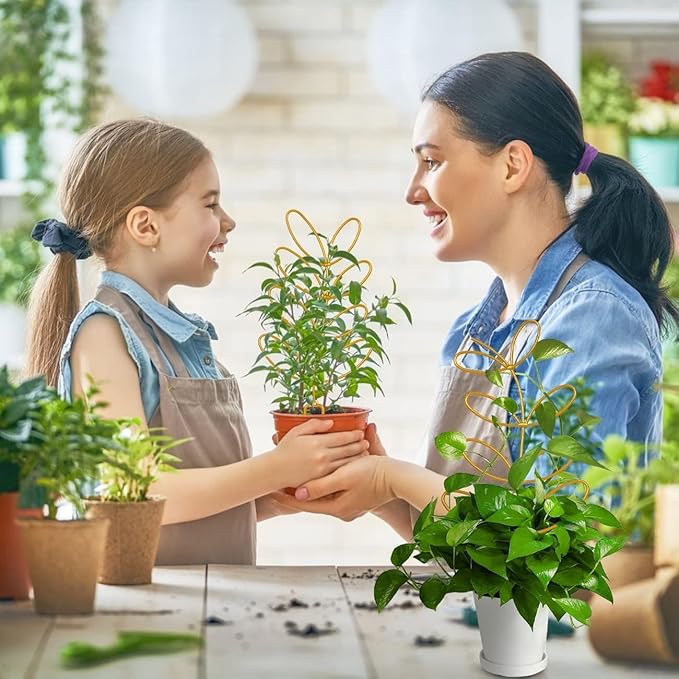 8 Packs Gold Metal Wire Trellis for Potted Plants, Climbing Plants, Indoor Houseplant Lover, Hoya, Pothos, Flower, Monstera