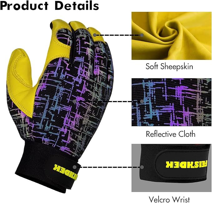 Gardening Gloves for Women and Men, Touchscreen Sheepskin Leather Garden Work Glove for Flex Breathable Yard Working