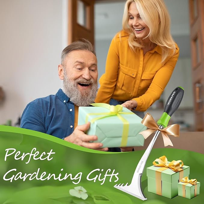 WORKPRO Crack Weeder, 12.5" Stainless Steel Crevice Weeding Tool with Soft Handle, L-Shaped Side-Walk Weed Removal Scraper, for Garden Lawn Yard Patio Terrace Paving Garden Hand Tool