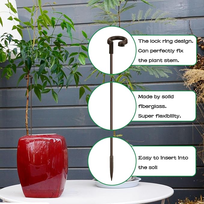 Invisible Orchid Sticks 17 inch &11 inch SupKing 16Pcs Plant Stakes with Clips for Support Small Short Plants,Garden Stakes Support Poles Suit for Potted Plants Flowers Peony Rose (Brown)