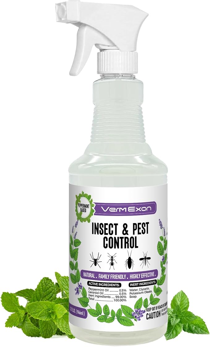Peppermint Oil Insect & Pest Control Spray – 32oz Natural Plant-Based Bug Killer for Spiders, Ants, Flies, and Other Insects, Safe for Home & Kitchen Use