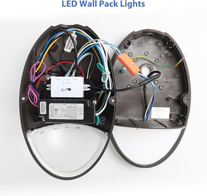 dephen 15W LED Emergency Wall Pack Light with Battery Backup and Photocell, Dusk to Dawn WallPack 3500K/4000K/5000K CCT, 90 Minutes 600Lm Security Lighting Self Test (UL-Listed)