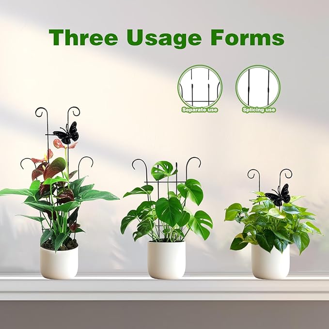 23 Inch Plant Trellis for Climbing Plants Indoor, Sturdy Metal Houseplant Trellis for Potted Plants, Rust-Resistant Plant Support for Monstera Pothos Ivy, Outdoor Garden Trellis 4 Pack