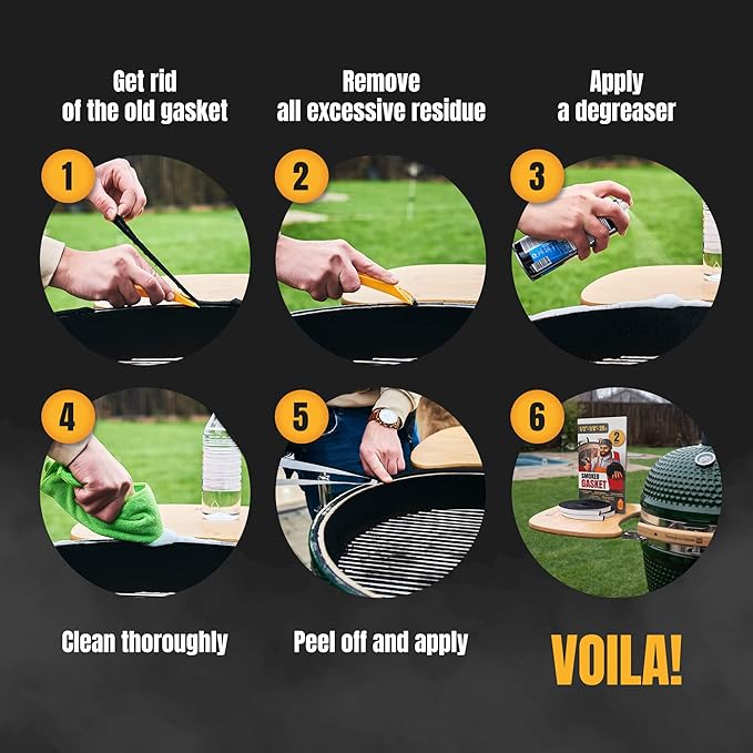 XXL 20 FT Grill Gasket for Smokers - Black 1/2’’ x 1/8’’ Hi Temp Seal Smoker Gasket – 2-Pack x 10 FT Self Stick Black Nomex Fire Tape for BBQ Lid – High Heat Temperature Material Replace