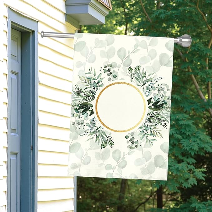 Personalized Monogram Garden Flag Custom Initial Outdoor Yard Flags Seasonal Decoration Double Sided Polyester House Banner for Family Home Porch Lawn Patio Welcome Sign 28 x 40 Inch