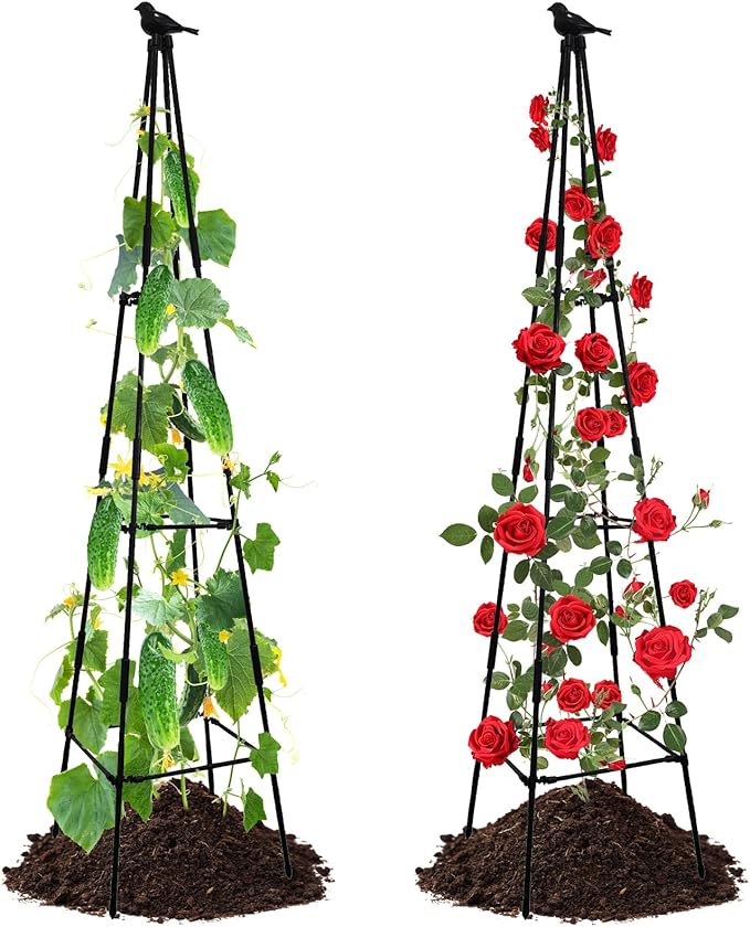 Lalahoni Garden Trellis for Climbing Plants, 67inch Tall Garden Obelisk Trellis for Climbing Potted Plant Outdoor Support Vine Flower Rose Vegetable Tomato Cucumber Trellis, Lightweight, 2 Pack