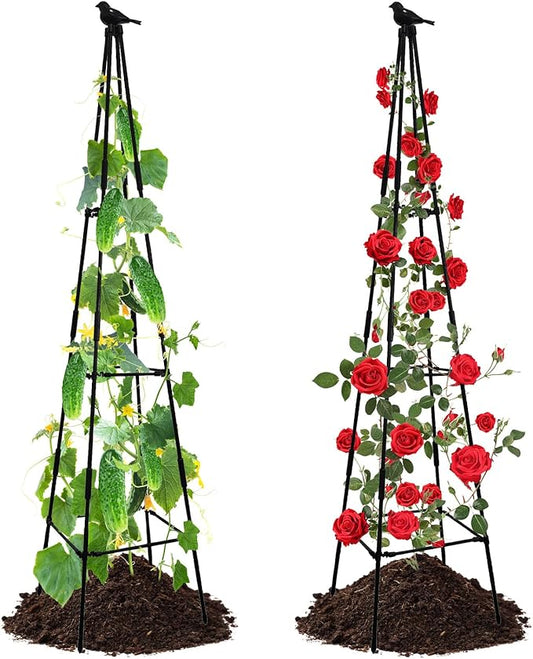 Lalahoni Garden Trellis for Climbing Plants, 67inch Tall Garden Obelisk Trellis for Climbing Potted Plant Outdoor Support Vine Flower Rose Vegetable Tomato Cucumber Trellis, Lightweight, 2 Pack