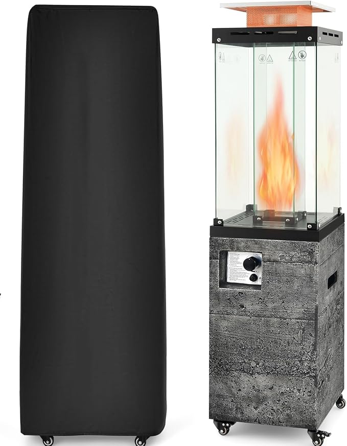 Giantex 41,000 BTU Outdoor Heaters for Patio - Propane Patio Heater, Outside Space Heater with Protective Cover, Wheels & Adjustable Feet, CSA Certification, Portable Gas Heater for Garden, Yard (Mix Gray)