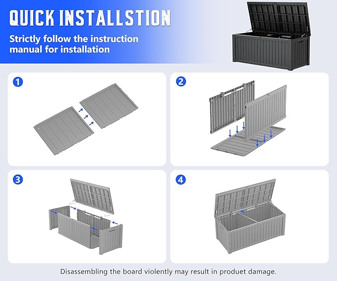NUNU LAB Outdoor Storage Box 150 Gallon,Resin Large Sturdy Deck Box, Backyard Outside Storage Box Waterproof with Double Wall Panels,Package Delivery Box,Garden Box,Tool Box,Outdoor Hose Storage Bin