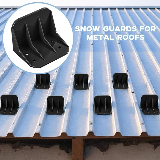 Taiyin 25 Pack Large Snow Guards for Metal Roofs 4 x 3 x 3 Inch Jumbo Ice Guard Snow Block Stops for Prevent Sliding, Without Screws or Adhesive (Black)