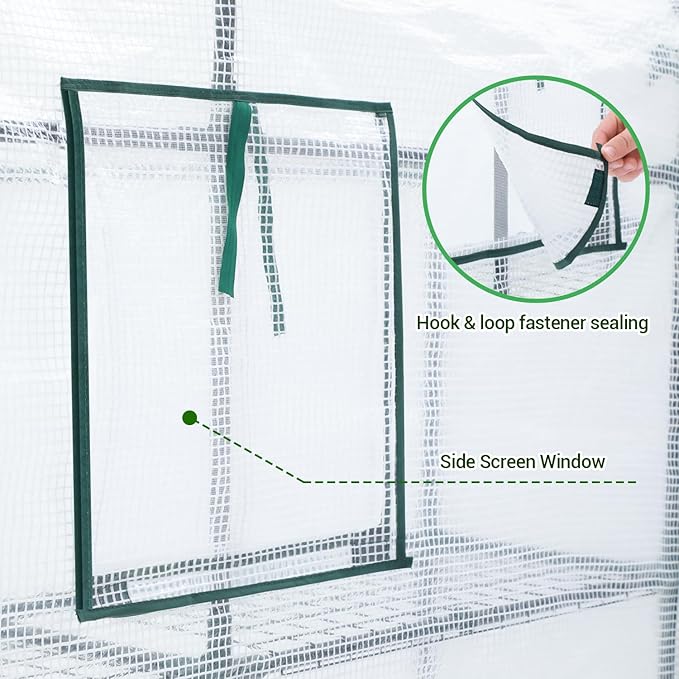 Ohuhu Greenhouse for Outdoors: 3 Tiers 12 Shelves Walk-in Indoor Green House Heavy Duty Plant Stands Reinforced Plastic PE Cover Mini Portable Warm House for Outside, 4.8x2.5x6.4 FT