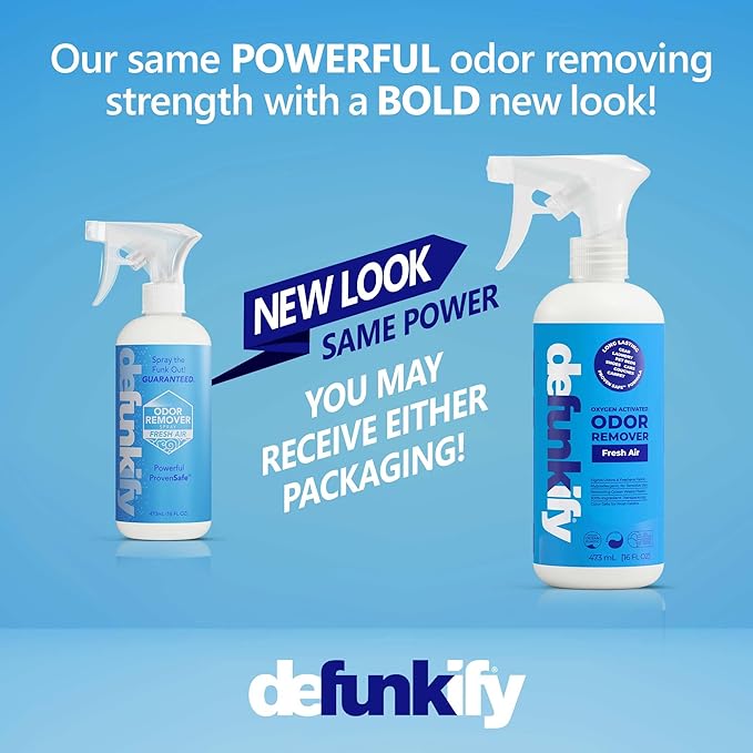 Odor Remover Spray, 16oz (2-Pack). 'Fresh Air' Essential Oil Odor Eliminator for Strong Odors on Fabric, Shoes, Activewear. 'ProvenSafe' Deodorizer for Pets, Kids & Sensitive Gear w/Ionic Silver