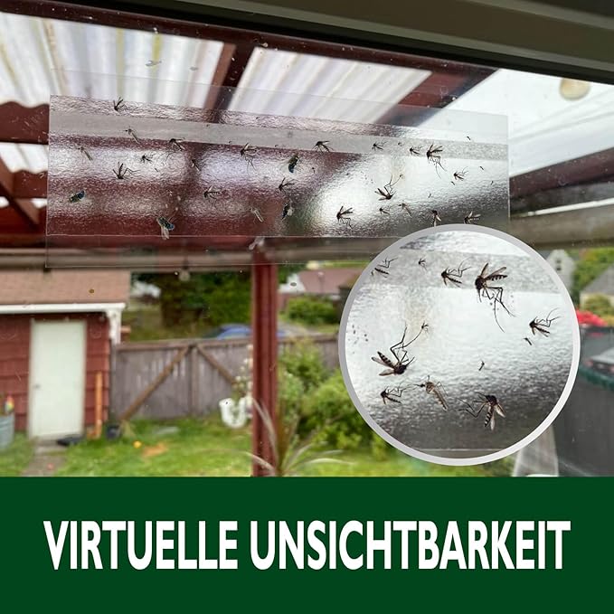 Garsum Window Fly Traps Indoor, 24 Pices Fly Paper Bug Sticky Strips, House Fly Killer Window Decal Non-Toxic,4 Piece per Pack Total