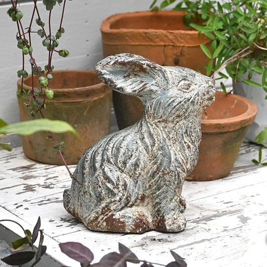 All Chic Bunny Decor Garden Statue Cement Rabbit Statue for Home Garden Indoor Outdoor Statues for Yard,Front Yard Decor,Easter Rabbit Figurines（Blue）