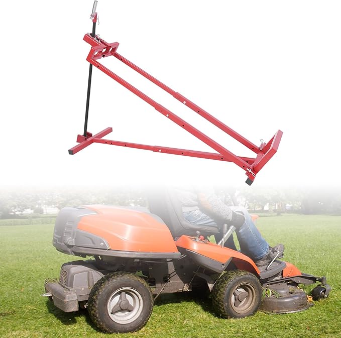 Lawn Mower Jack Lift,Upgraded Lawn Tractor Lift with 880lb Weight Capacity, Retractable Riding Mower Lift for Garden Tractors and Lawn Mowers Installation is Simple (Red+ Black)