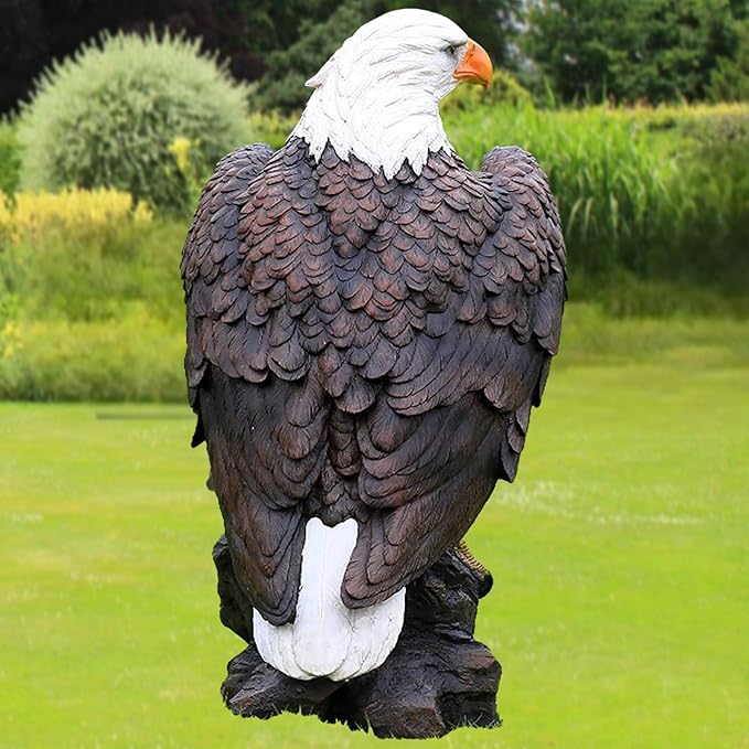 American Eagle Statue Bald Eagle - Large Hand-Painted Resin Garden Sculptures & Statues Outdoor Bird Figurines, Majestic American Freedom 4th of July, Decor for Indoor, Patio, Office, 24½"