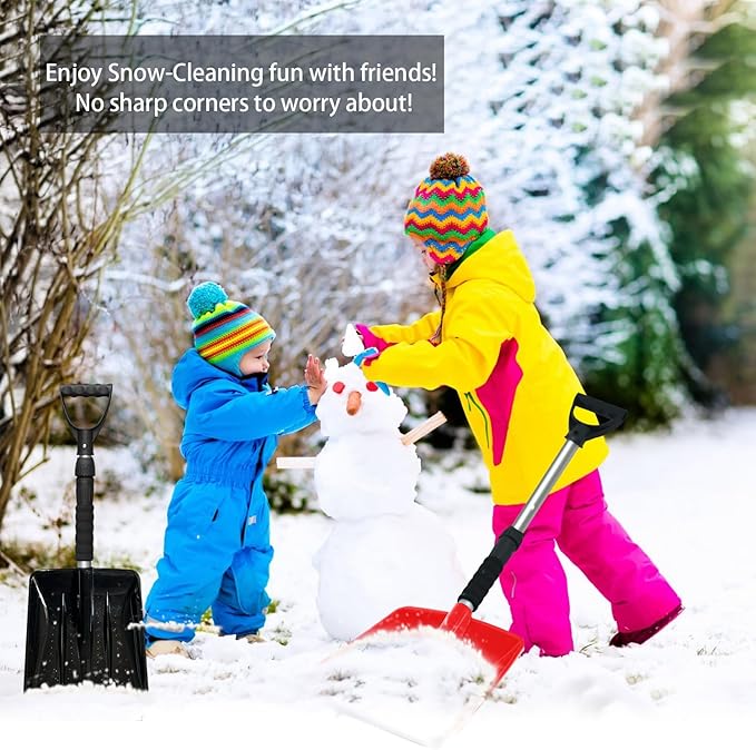 2pcs Kids Snow Shovels, Heavy Duty Adjustable Snow Shovel, 27" & 34” Length