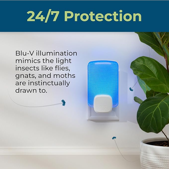 Wondercide - Flying Insect and Fly Trap - Indoor Bug Catcher for Fruit and House Flies, Gnats, Moths, and Mosquitoes - Starter Kit for Home and Kitchen - 2 Plug-in Lights and 2 Cartridges