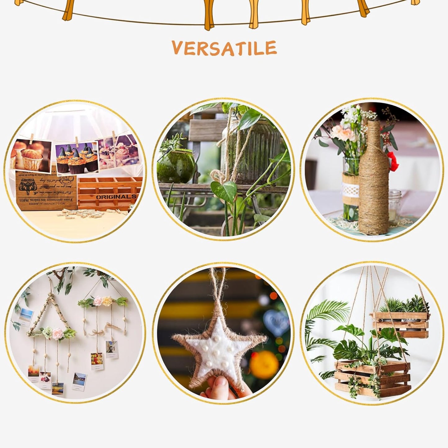 Garden Twine 3mm, 328 Feet Natural Jute Twine for Garden, Crafts, Gifts Wrapping, Packing and Home Decor