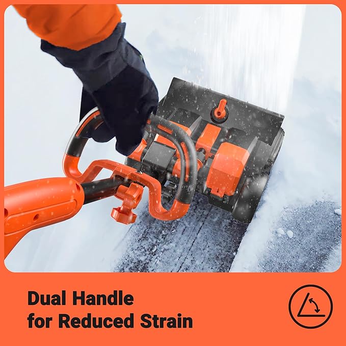 VOLTASK 48V Cordless Snow Shovel with Wheels, 15.7-Inch Brushless Cordless Snow Blower, 4-Ah Battery Snow Blower with Directional Plate & LED Lights (2 * 24V Battery & Dual Quick Charger Included)