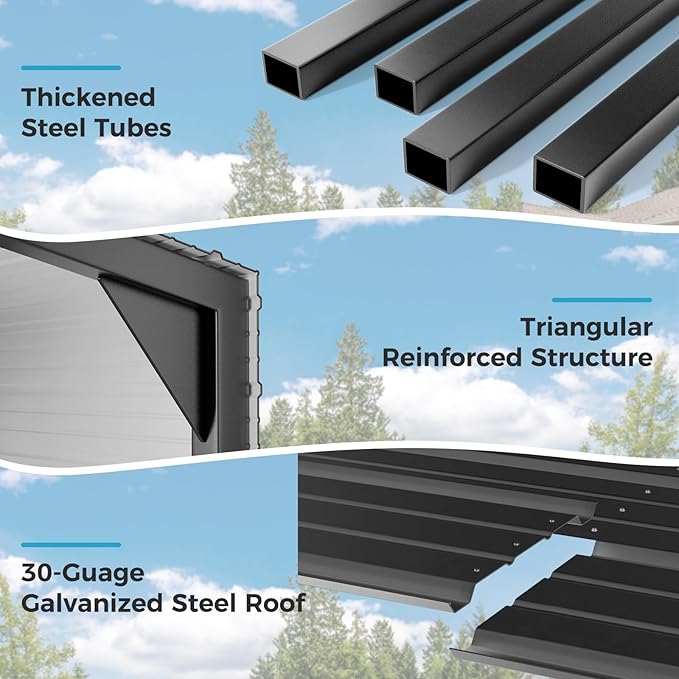 12×20 FT Heavy Duty Carport, Canopy with Galvanized Steel Frame and Roof All Metal Carport Garage, Car Shelter for Trucks, Boats, Tractors