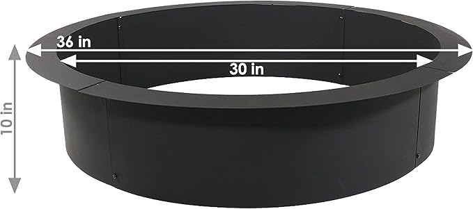 Sunnydaze Outdoor Fire Pit Ring - DIY Above or In-Ground Steel Fire Ring Insert - 36-Inch Outer/30-Inch Inner Diameter