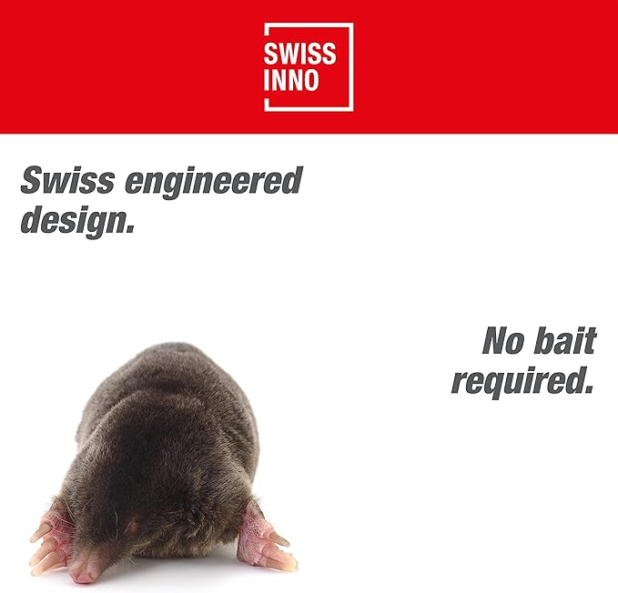 SWISSINNO Mole Trap SuperCat | Ultra-Effective with High Catch Rates, Unique Trigger Catch Action | Mole Eliminator, Gopher Catcher That Works | Easy to Use, Safe and Reusable