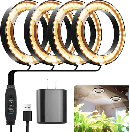 Mosthink 6.3" Ceiling Grow Lights for Indoor Plants, 288 LEDs Plant Light Full Spectrum, Under Cabinet Growing Lamp with Auto Timer, 10 Dimmable Levels, 3 Modes with Transparent Cover,Corded