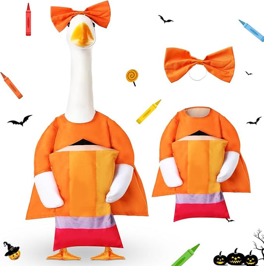 Geyoga Halloween Porch Goose Outfit 23" Classroom Goose Clothes Fall Lawn School Garden Patio Yard Outdoor Decorations (Orange, Pencil)