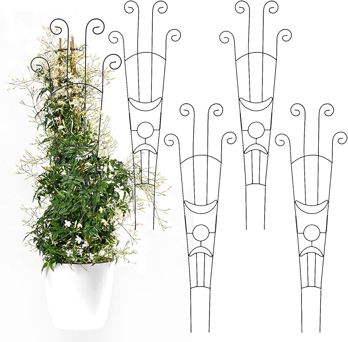 4 Pack Plant Supports, 32 in Taller Plant Trellis for Climbing Plants Indoor, Sturdy Houseplant Trellis for Potted Plants with Ties, Vine Plant Support for Monstera Pothos Ivy, Plant Decor