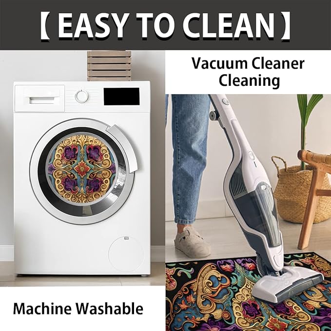 cfpolar Ethnic Half Round Door Mat, Vintage European Style Semicircle Welcome Mat, Non Slip Area Rug Soft Doormat for Front Door Indoor Entrance Wear Resistant for Garage Patio Home 24 x 36 in