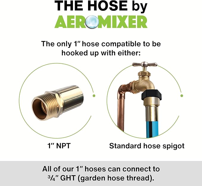 Aeromixer THE HOSE - 1 Inch 75Ft Flexible Garden Hose, Heavy Duty Garden Hoses for Outdoors, Anti Kinking Industrial Outdoor Water Hoses, 650 PSI High-Pressure Watering Tool for Farming and Gardening