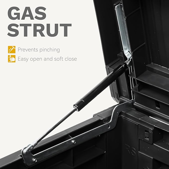 DWVO 150 Gallon XL Deck Box with Divider & Lockable Lid, Waterproof Resin Outdoor Storage for Patio, Garden, Poolside, Cushions, Supplies & Sports Gear, Black