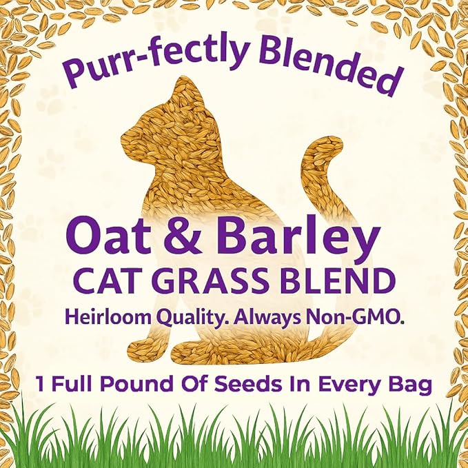NatureZ Edge Premium Cat Grass Seeds for Indoor Cats, Non GMO - 1 lb Oat & Barley Grass for Indoor Cats, Cat Plant, Kitty Lawn, Pet Grass, Hierba para Gatos, Made in USA