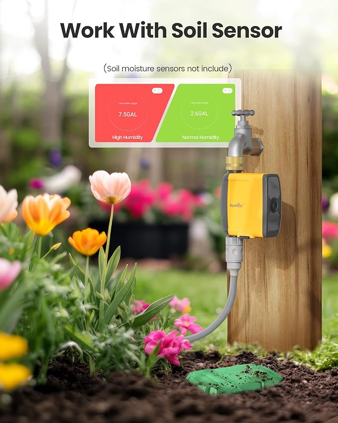 RAINPOINT WiFi Water Timer, Smart Hose Timer WiFi Irrigation Controller, Wireless Watering System Valve, APP & Voice Control, Weather-Based Automatic Rain Delay, Brass Inlet