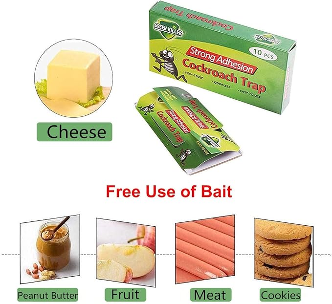 Cockroach Trap Roach Killer Indoor Home Non-Toxic Sticky Bug Glue Trap for Roach, Ants, Spiders, Bugs, Beetles, Crickets (10 Pack)