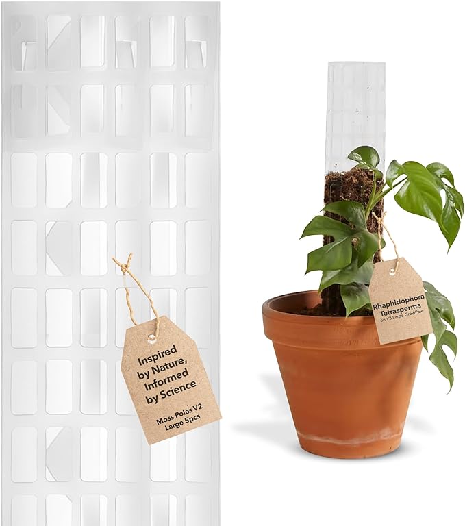 V2 Large GrowPole - Stackable Plastic Moss Poles for Climbing Plants, Monstera Plant Support-Plant Climbing Pole, DIY Plant Stick Support, Works for Philodendron and Anthuriums - 5 Pcs