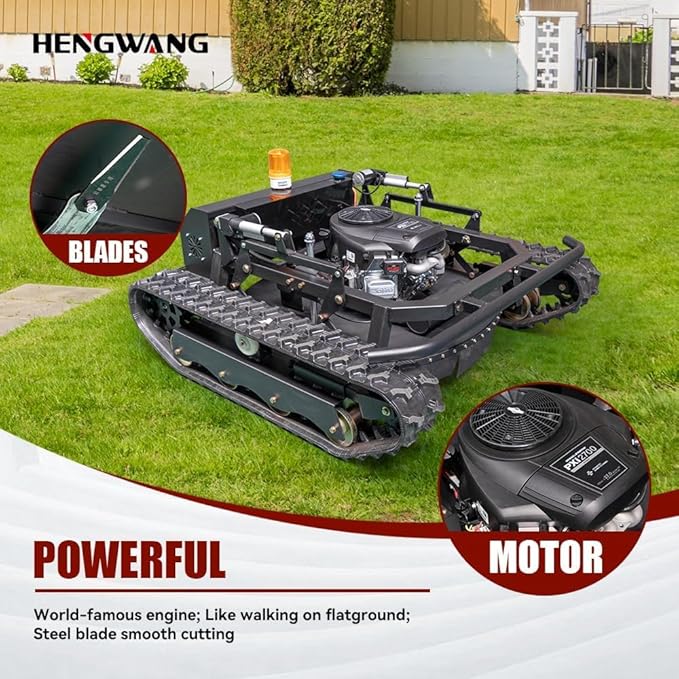 Robotic Remote Control Lawn Mower 90° Climbing Adjustable Mowing Height Track Drive All Terrain Grass Cutter Yard Mower(HW-810-90B)