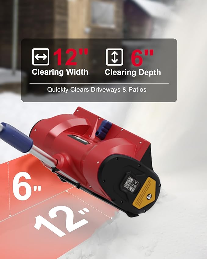 Cordless Snow Shovel Compatible with Milwaukee 18V Battery, 12” Brushless Snow Blower Electric Snow Thrower, Adjustable Front Handle & Deflector (w/ 4.0 Ah Battery & 4.0 Quick Charger)