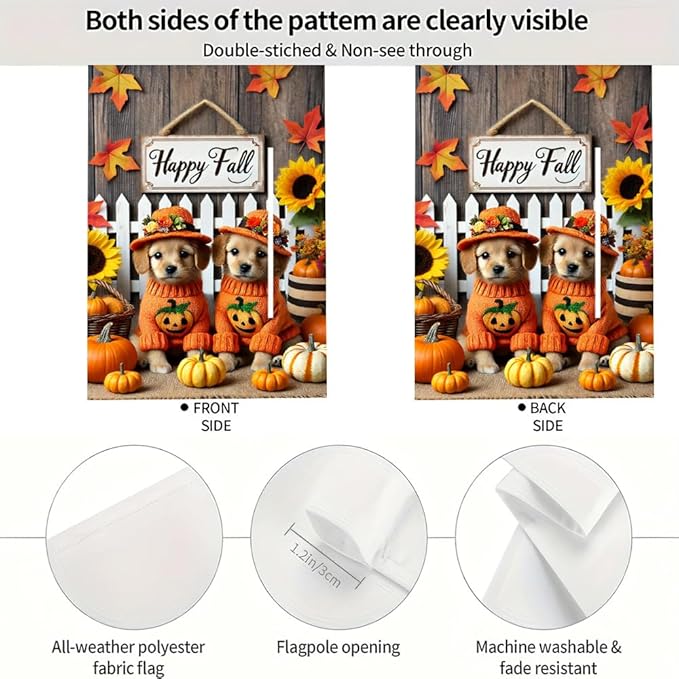 Winter Halloween Puppy Cat Pumpkin Garden Flag 12x18 Inch Double Sided Outdoor Flag