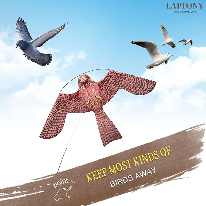 Bird Hawk Flying Kite with Pole Crops Farm Protector Bird Scarer Flying Kite with 6m Pole-Style A