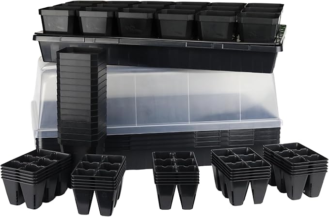 Bootstrap Farmer Ultimate Seed Starter Kit in Black with Humidity Domes for Indoor Seed Starting, Propagating, Germinating
