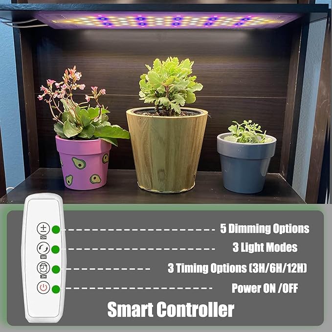 Grow Lights for Indoor Plants 40W Ultra-Thin Panel Plant Grow lamp 11.8 Inch Warm White Light & Red Blue Light Full Spectrum for Under Cabinet Plant with 3/9/12H Timer, Grow Lamp 4-Pack