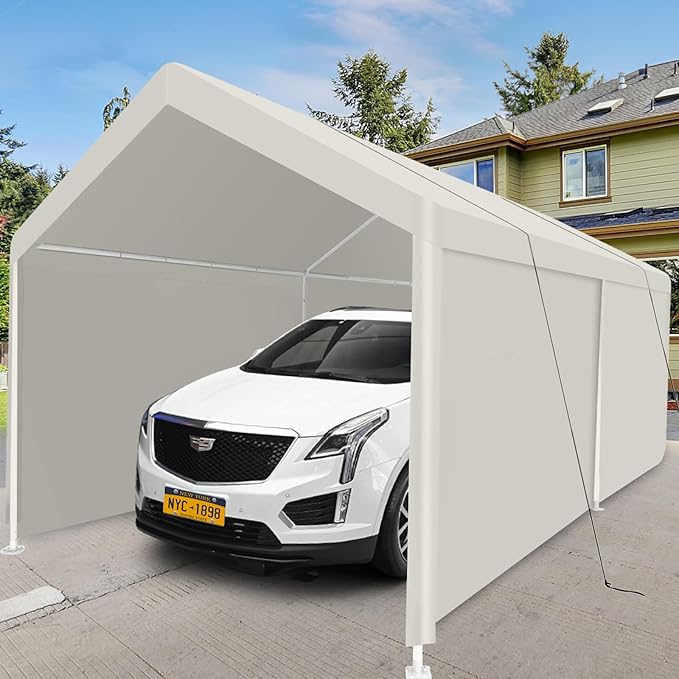 Carport 12x20 Ft Heavy Dut Car Port Canopy, Portable Garage Shelter Car Tents Carpas para Carros All Weather for Automobiles Truck Boat (White)