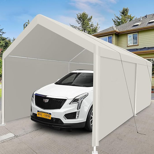 Carport 12x20 Ft Heavy Dut Car Port Canopy, Portable Garage Shelter Car Tents Carpas para Carros All Weather for Automobiles Truck Boat (White)