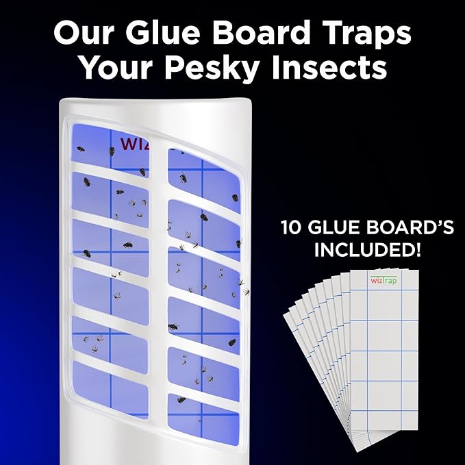 2-Pack Large Indoor Plug in Fly Trap, 21 UV LED Bulbs, 10 Sticky Glue Board Refills, A Home Gnat Trap, Moth, Flies, Mosquito Trap! (2 Devices 10 Glue Boards)
