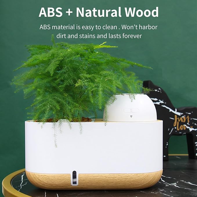 Flowerpot humidifier dual use, Hydroponics Growing System,smart planting, Soft light design,automatic water absorption container,Gardening Gifts for Women,Plant-Free(White)