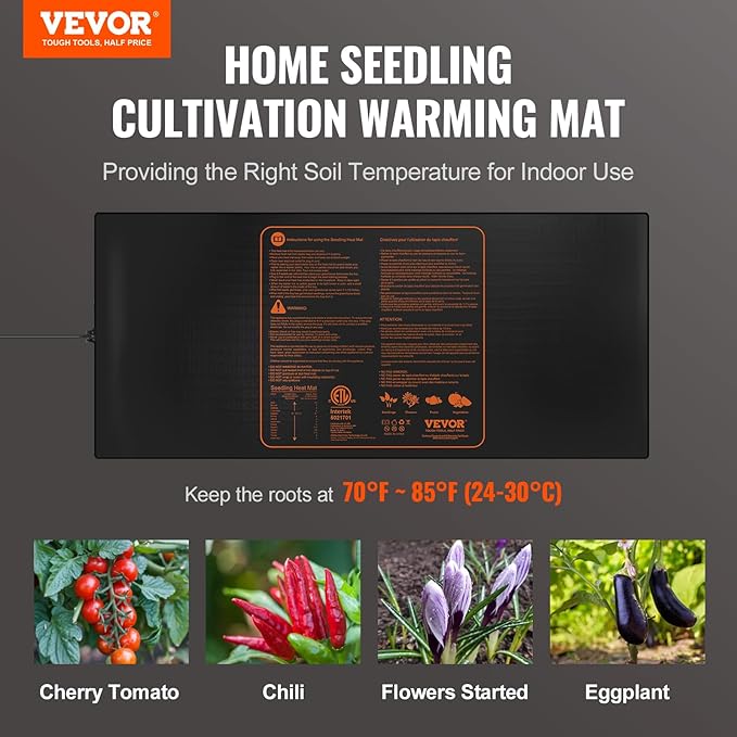 VEVOR 48"x 20.75" Seedling Heat Mat w/Digital Thermostat Combo Set,MET-Listed Heating Pad for Seed Starting, Waterproof Seed Mats for Germination, Indoor Gardening, Hydroponic, Greenhouse, 1 Pack