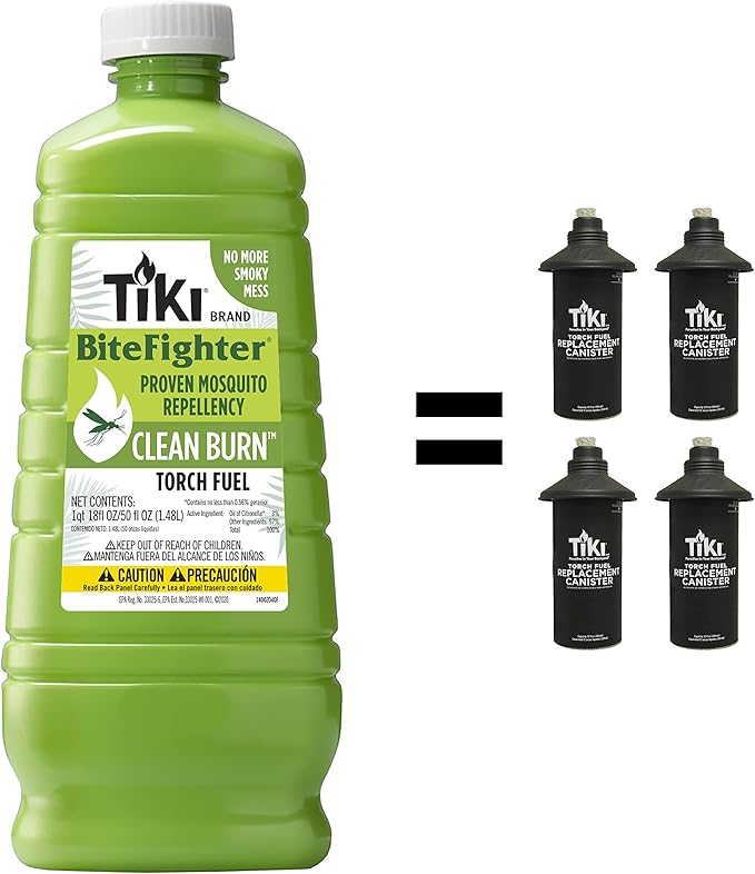 TIKI Clean Burn Mosquito Repellent Torch Fuel – 50 oz., Smokeless & Low-Soot Citronella, Mosquito Repellent, Plant-Based Formula for Outdoor, Patio, Garden & Backyard Torches